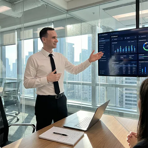 Dr. Bradford Carlton presenting automation results